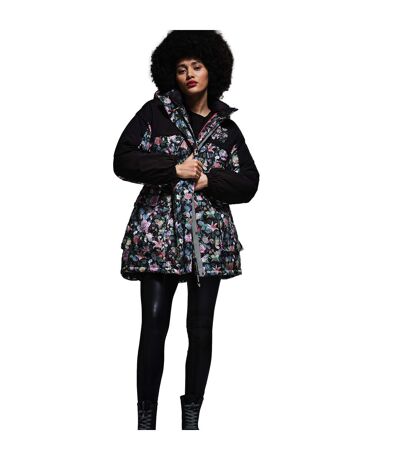 Womens/ladies Christian Lacroix Cailar Floral Longline Waterproof Jacket Black Regatta