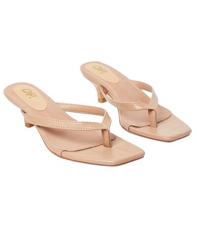 Womens/ladies tiana toe post kitten heel mule sandals beige Dorothy Perkins