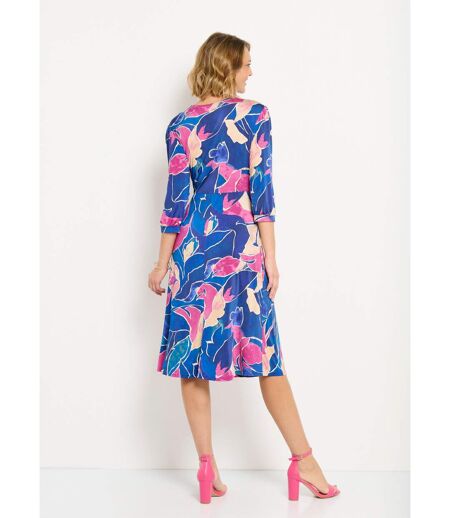 Robe cache-coeur courte motif floral évasée