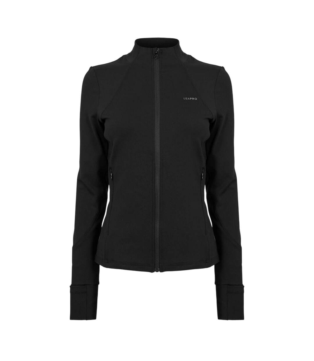Womens/ladies Core Fitness Track Top Black USA Pro-2