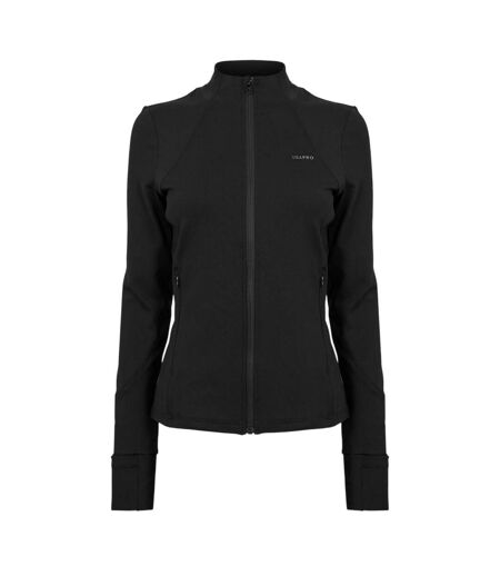 Womens/ladies Core Fitness Track Top Black USA Pro