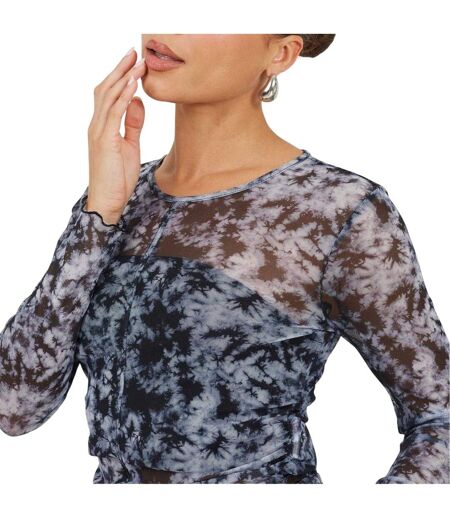 Haut Motif/style Tie-dye Femme Noir Blanc Brave Soul