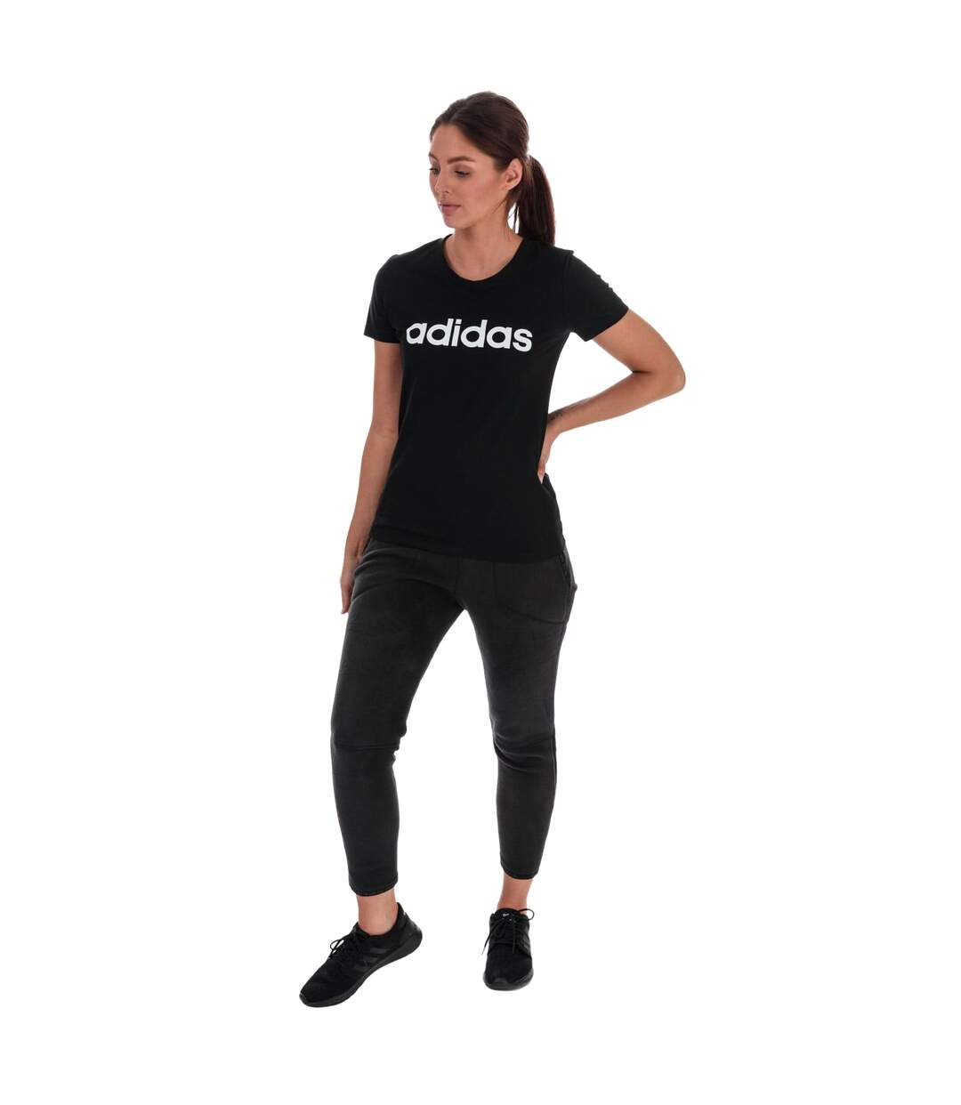 T-shirt Essentials Femme Noir Blanc Adidas-4