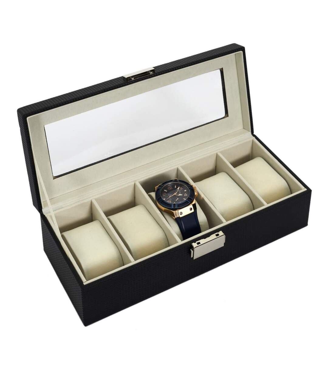 Boîte à Bijoux Déco 5 Montres 29cm Noir-4
