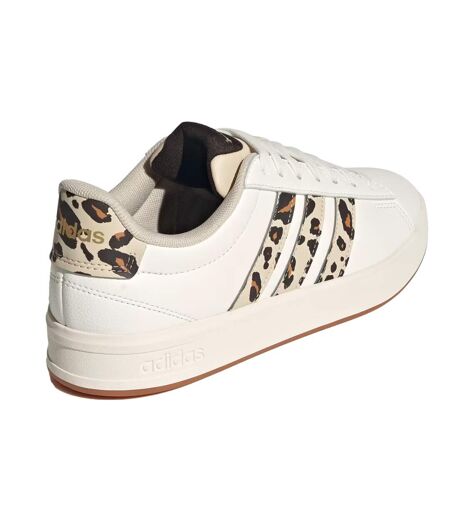 Womens/ladies Grand Court Platform Trainers White Leopard Adidas