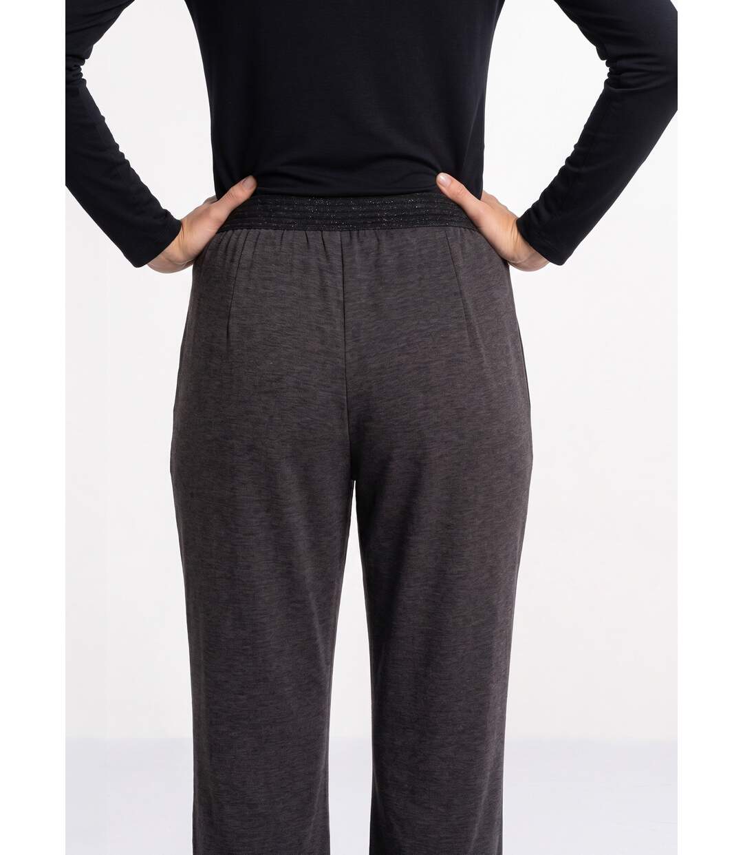 Pantalon droit taille semi élastiquée-2