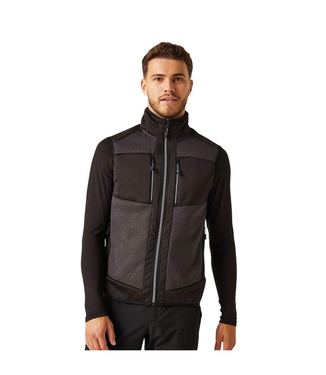 Mens E-volve Stretch Hybrid Body Warmer Ash Black Regatta-2
