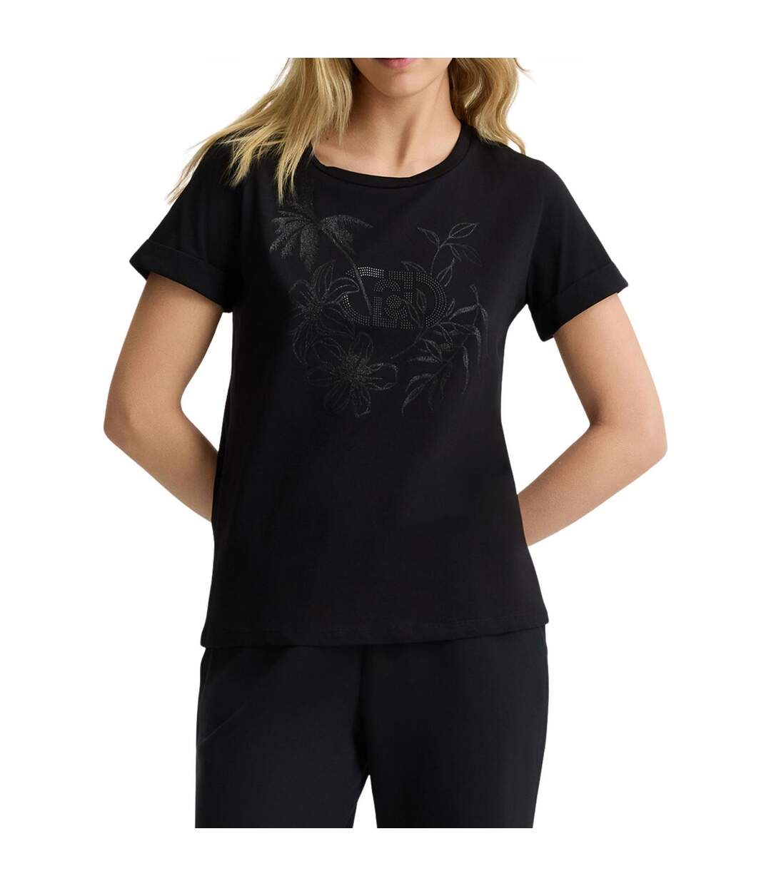 T-shirt Motif/style Floral Femme Noir Liu Jo-1