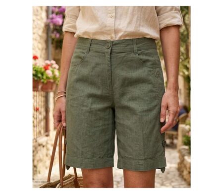 Short en lin Femme MAYFLOWER MIGUEL1 : la fraîcheur naturelle d'une coupe à longueur réglable