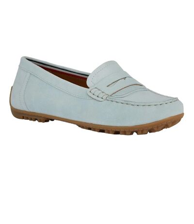 Womens/ladies kosmopolis suede moccasins light blue Geox