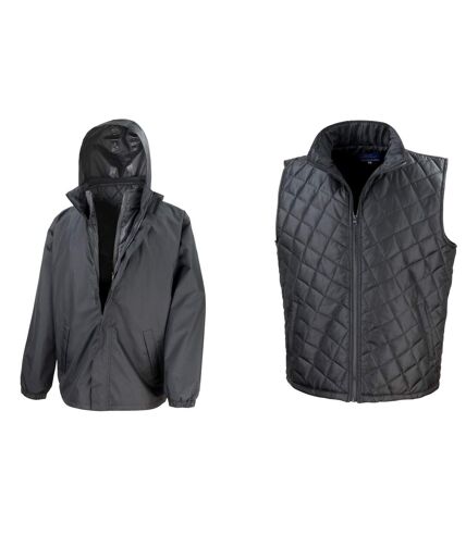 Result Mens Core 3-in-1 Jacket With Quilted Bodywarmer Jacket (Black) - UTBC908