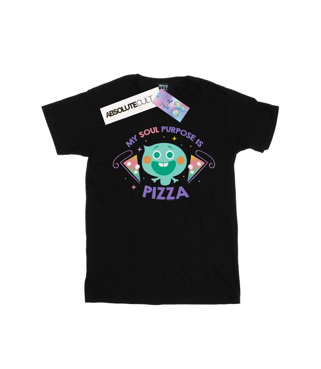 Disney Womens/Ladies Soul 22 Soul Purpose Is Pizza Cotton Boyfriend T-Shirt (Noir) - UTBI44319-1