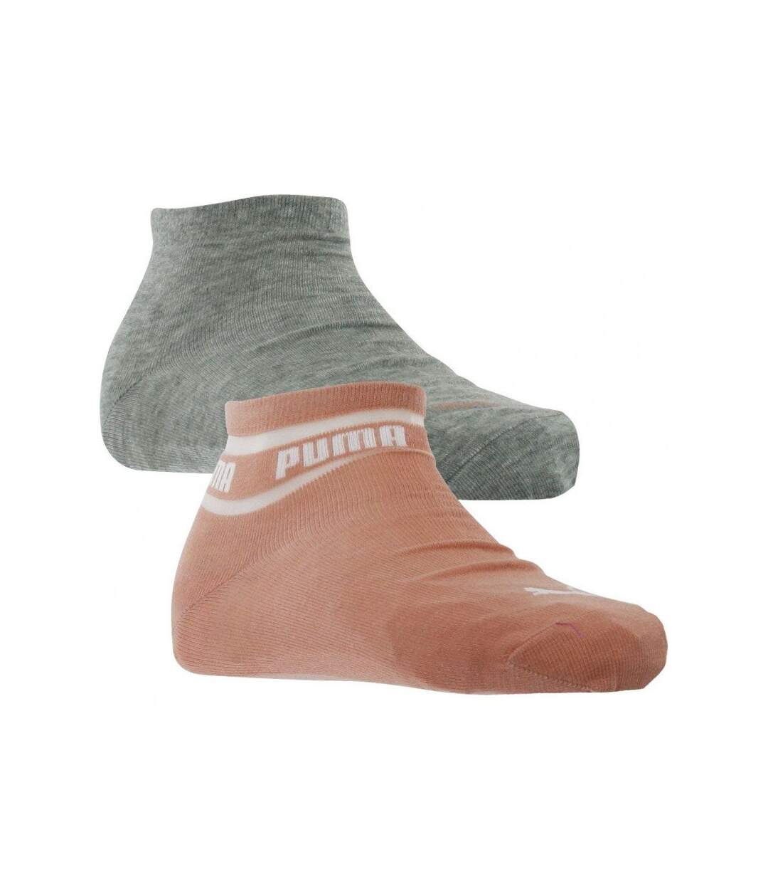 PUMA Lot de 2 paires de Socquettes Femme Coton PLAIN Pêche Souris-1