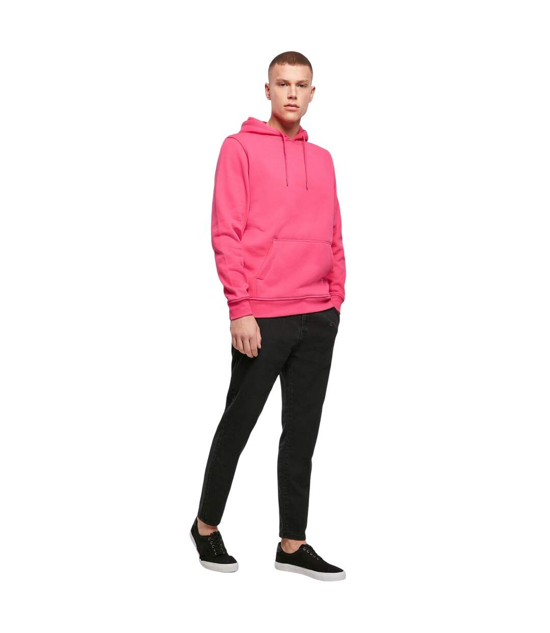 Sweat À Capuche Homme Rose Vif Build Your Brand-1