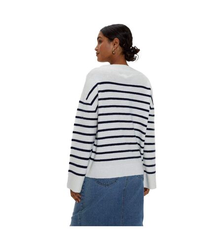 Dorothy Perkins Womens/Ladies Stripe Knitted V Neck Sweater (White) - UTDP4634