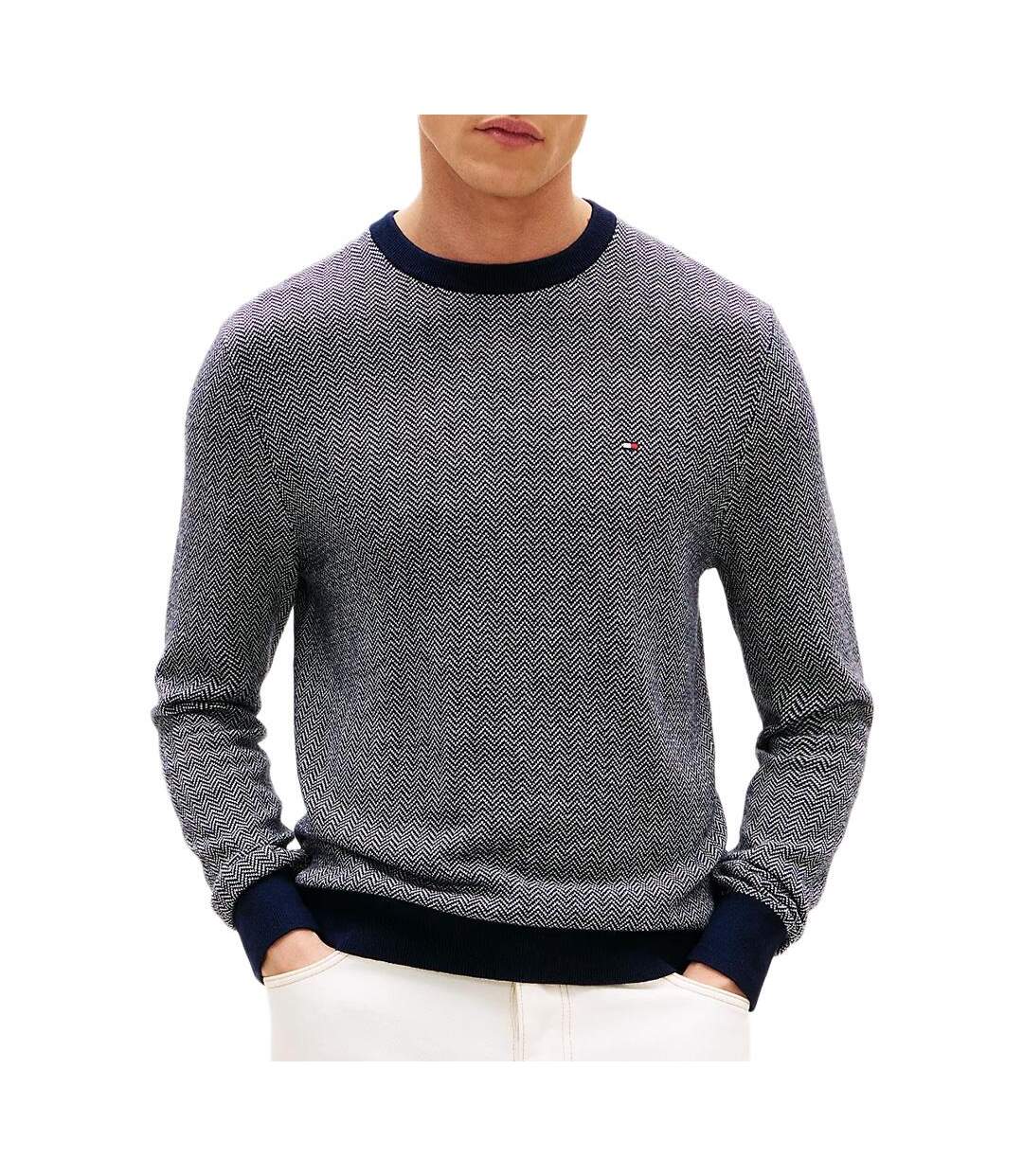 Pull gris clair homme tommy hilfiger pima-1