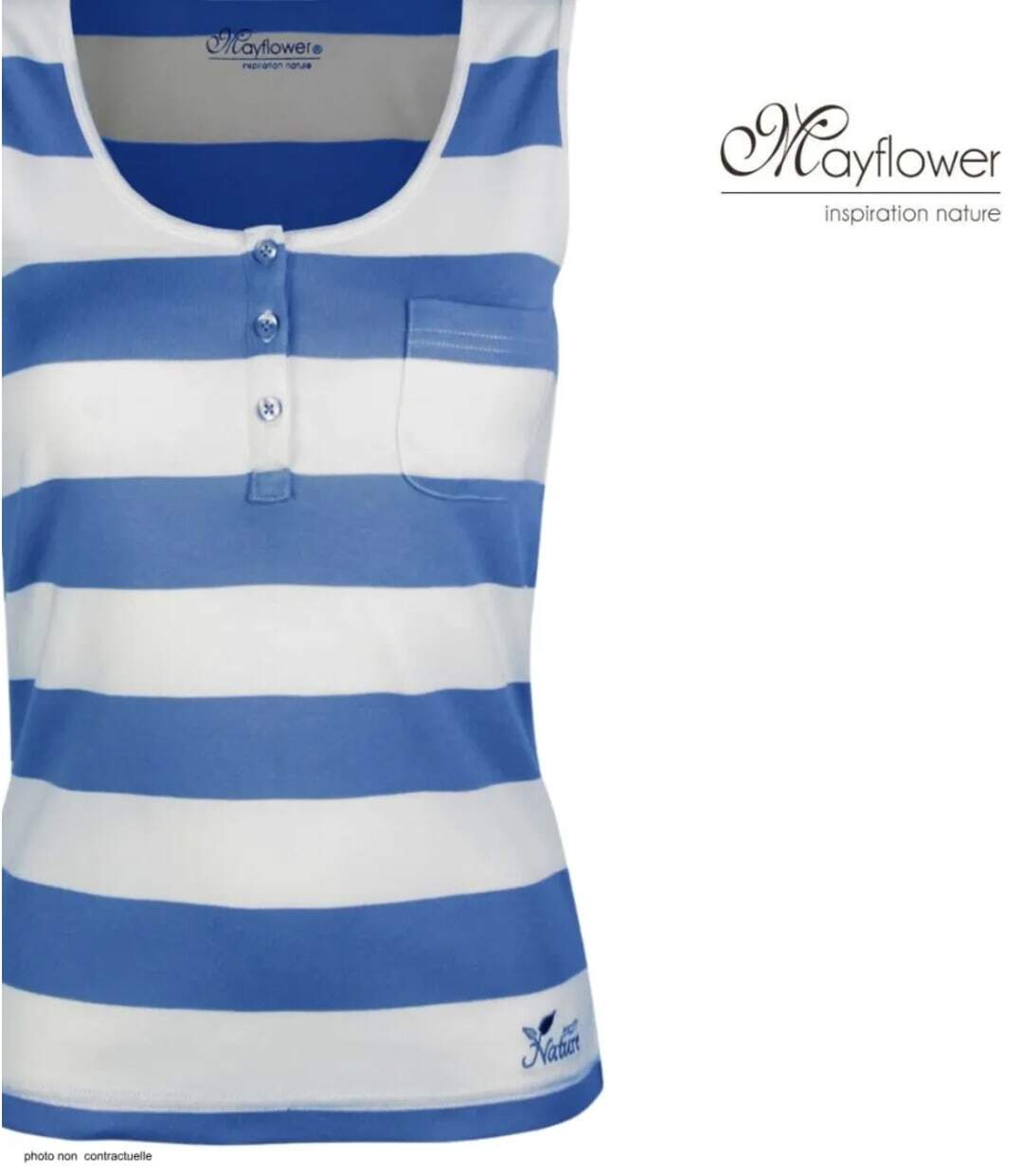 MAYFLOWER DECLIC2 : Débardeur rayé en coton pour femme au confort stretch naturel-4