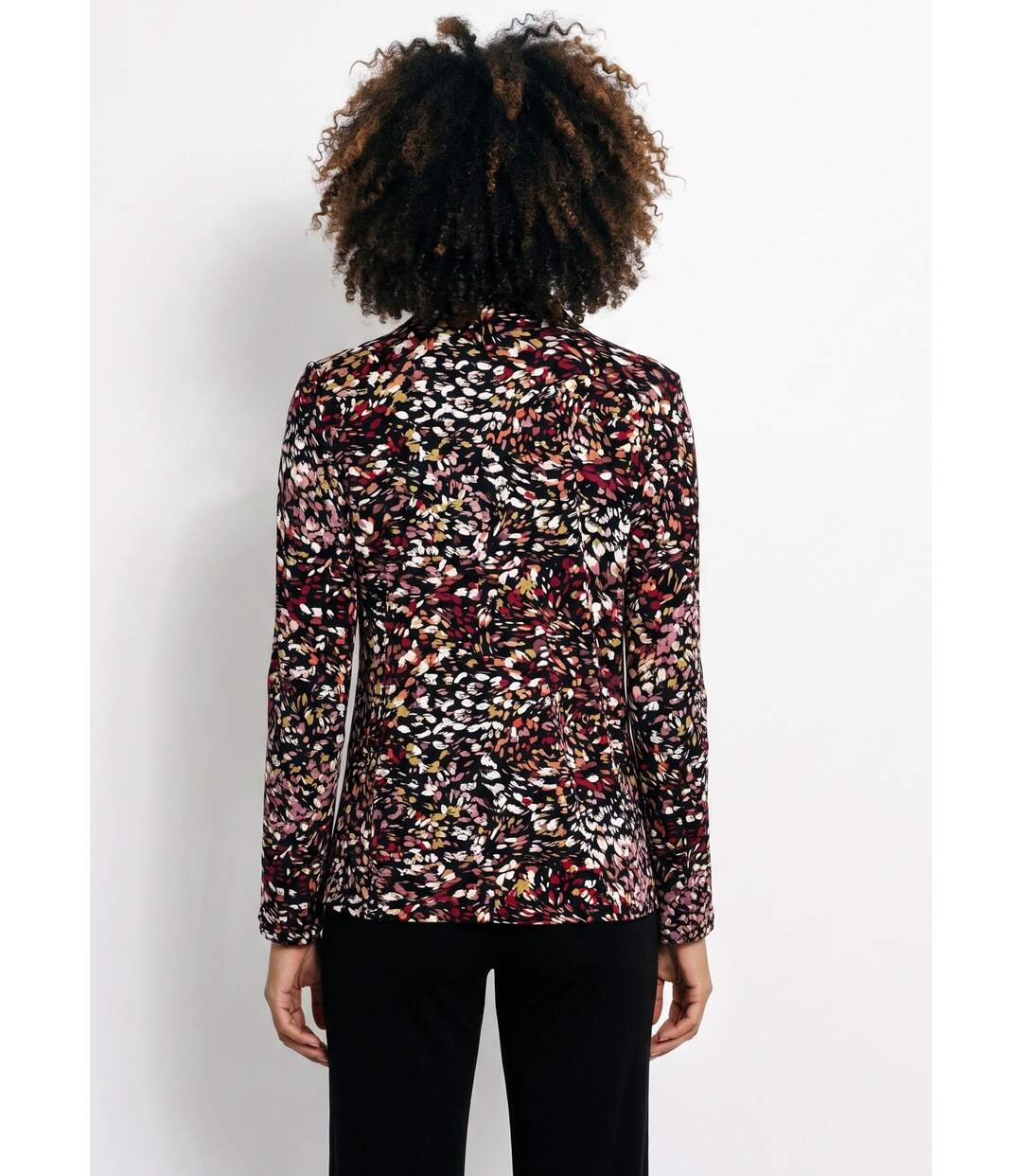 T-shirt stretch col V imprimé abstrait-2