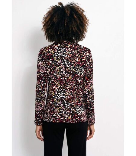 T-shirt stretch col V imprimé abstrait