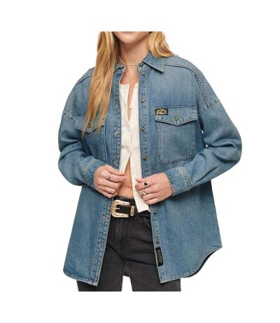 Surchemise Bleu Femme Superdry Denim Overshirt - L