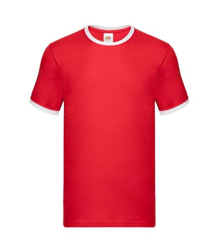 T-shirt Ringer Homme Rouge Blanc Fruit Of The Loom
