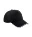 Beechfield Authentic Piped 5 Panel Cap (Black/White)