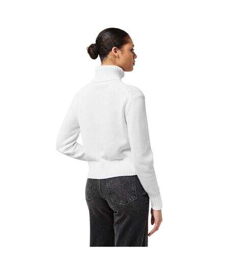 Womens/ladies Logo Organic Cotton Slim Turtleneck Brilliant White Calvin Klein