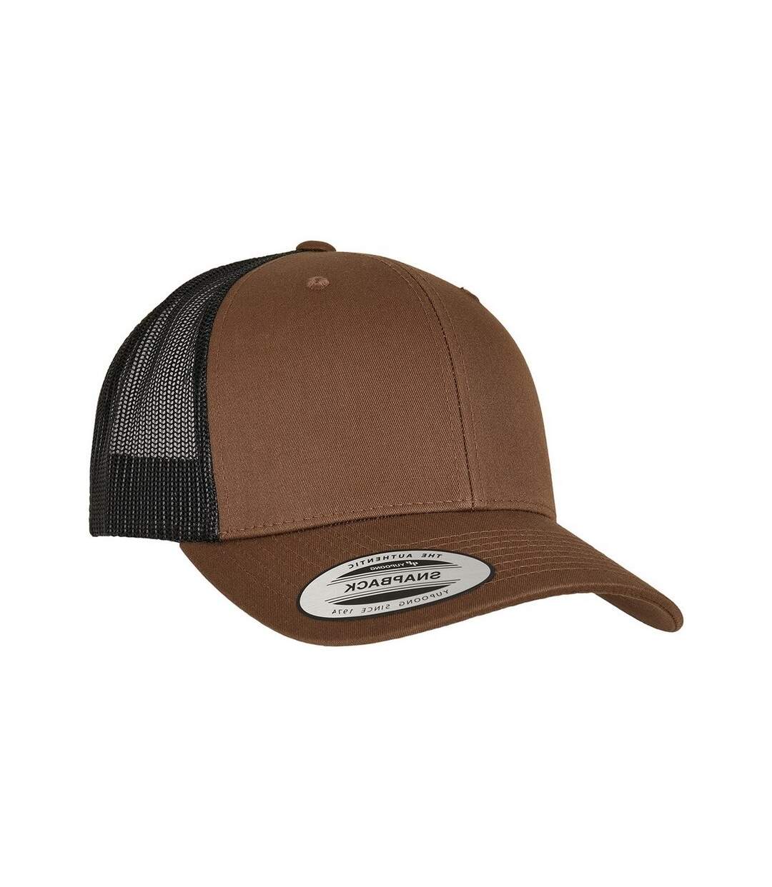 Casquette trucker retro adulte marron clair / noir Flexfit-2