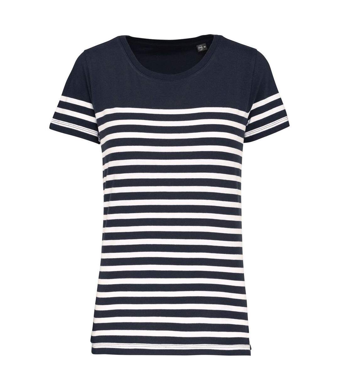 T-shirt rayé coton bio marinière femme - k3034 - bleu marine et blanc-1