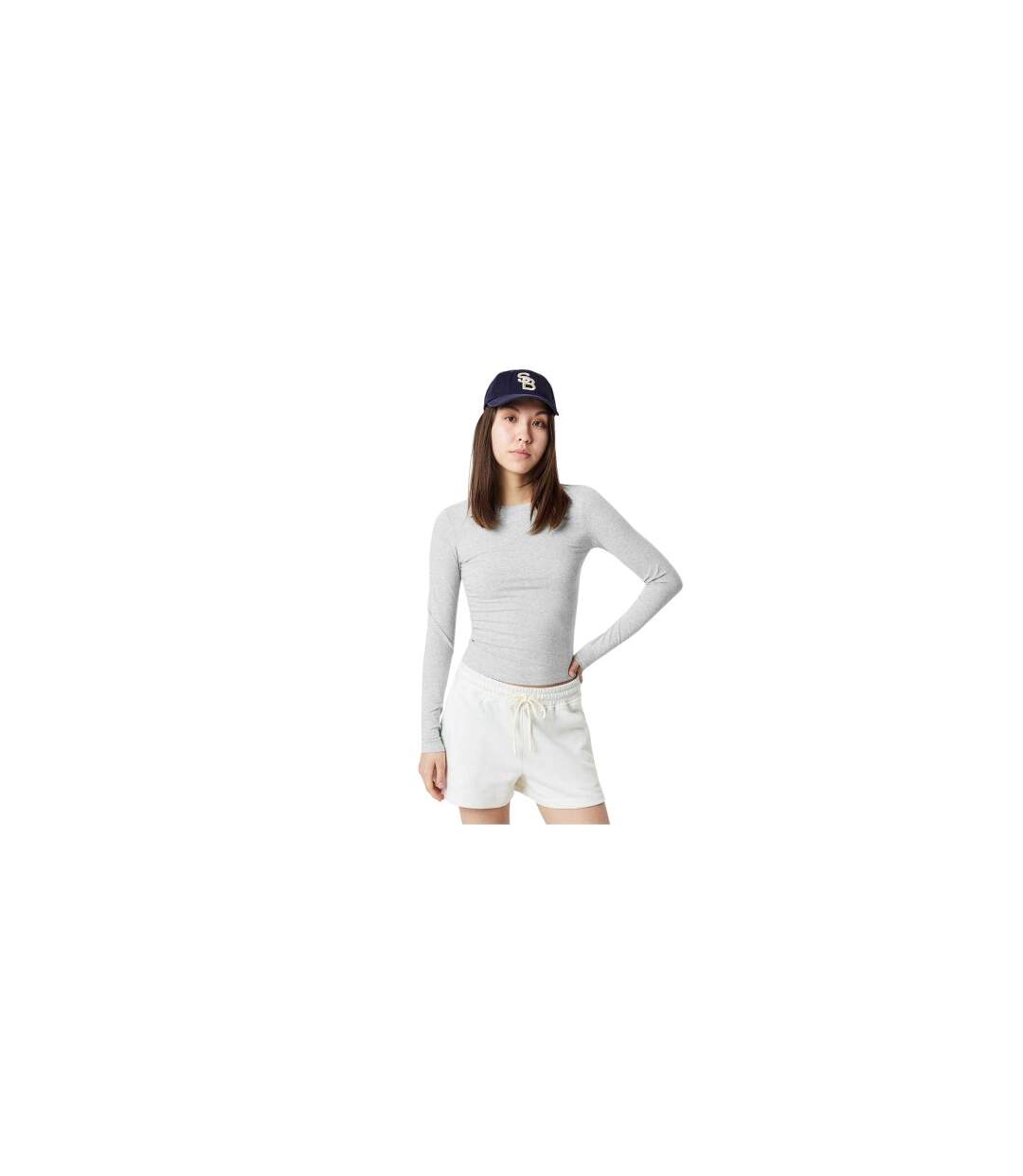 T-shirt Manches Longues Femme Gris Clair Chiné Sweaty Betty-1