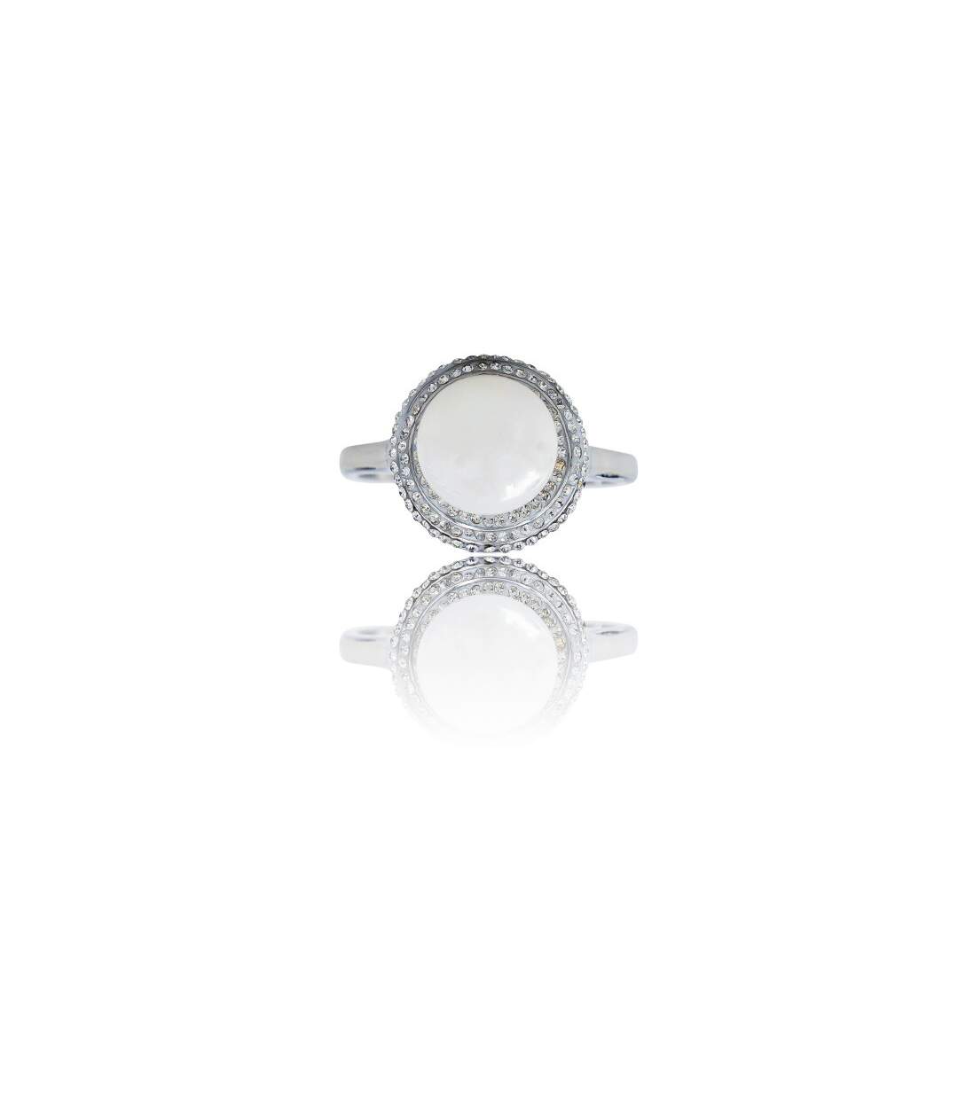 Bague Femme Acier avec Perle Ornée Zirconium-1