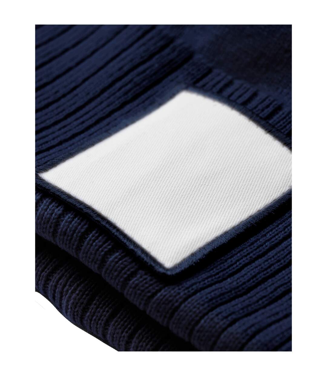 Bonnet Motif/style Pompon Bleu Marine Oxford Blanc Beechfield-2