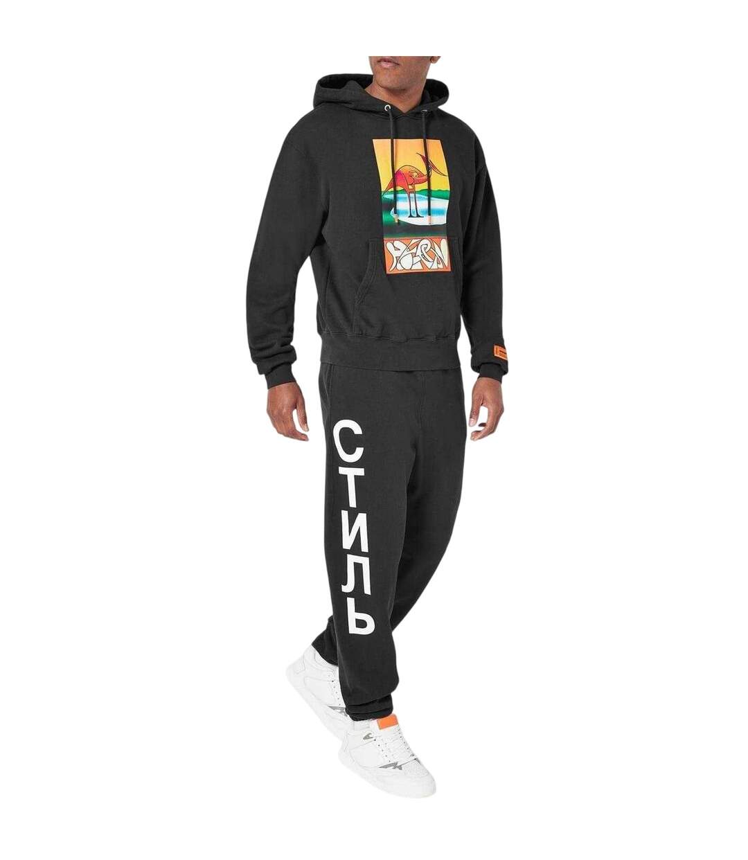 Mens Abstract Hoodie Black Heron Preston-1