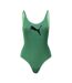 Womens/ladies Striped Ribbed One Piece Swimsuit Green Puma-1