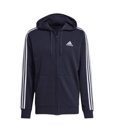 Mens Essentials 3 Stripes Full Zip Hoodie Inkwell Adidas