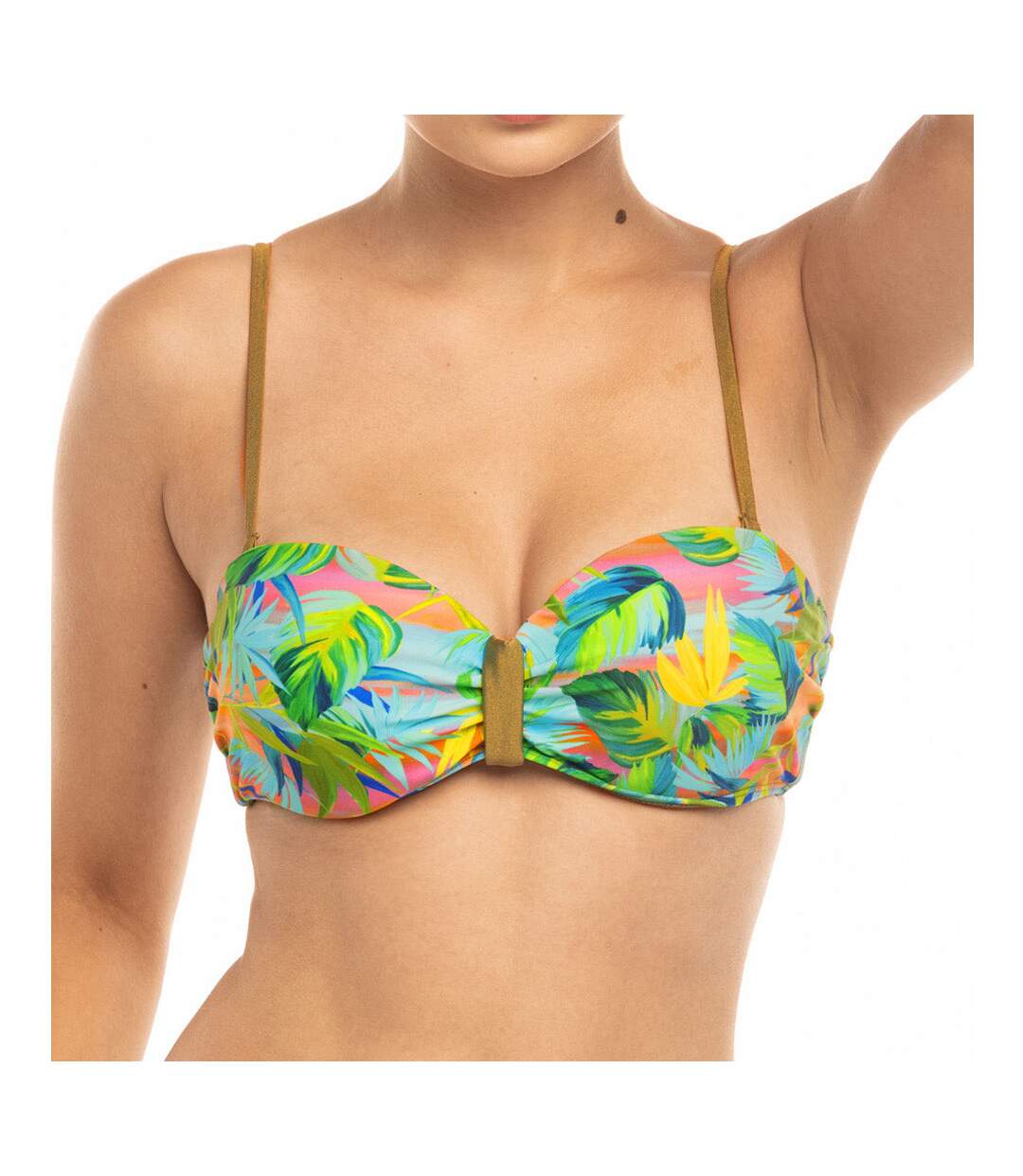 Haut de Bikini Bandeau Vert/Fleurs Femme Sun Project-1