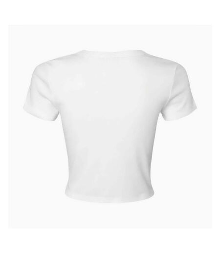 Womens/ladies Micro-rib Crop T-shirt Solid White Bella + Canvas
