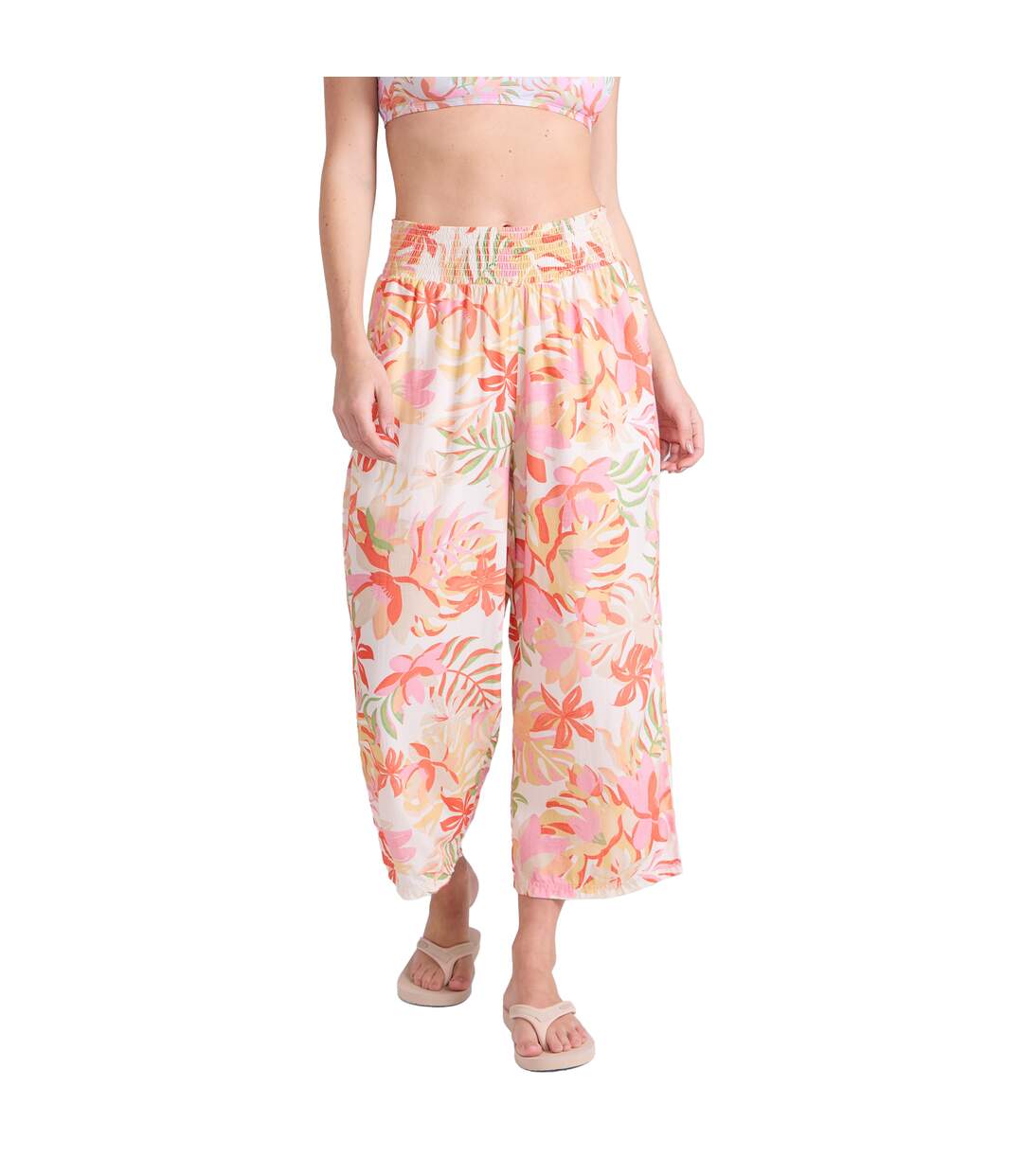 Pantacourt tassia femme blanc cassé Animal-3