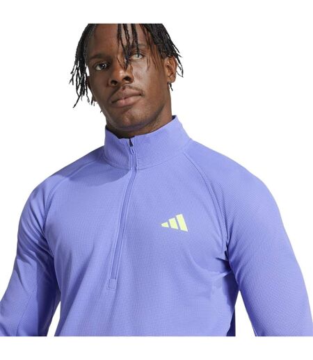 Mens Adizero Quarter Zip Running T-shirt Blue Adidas