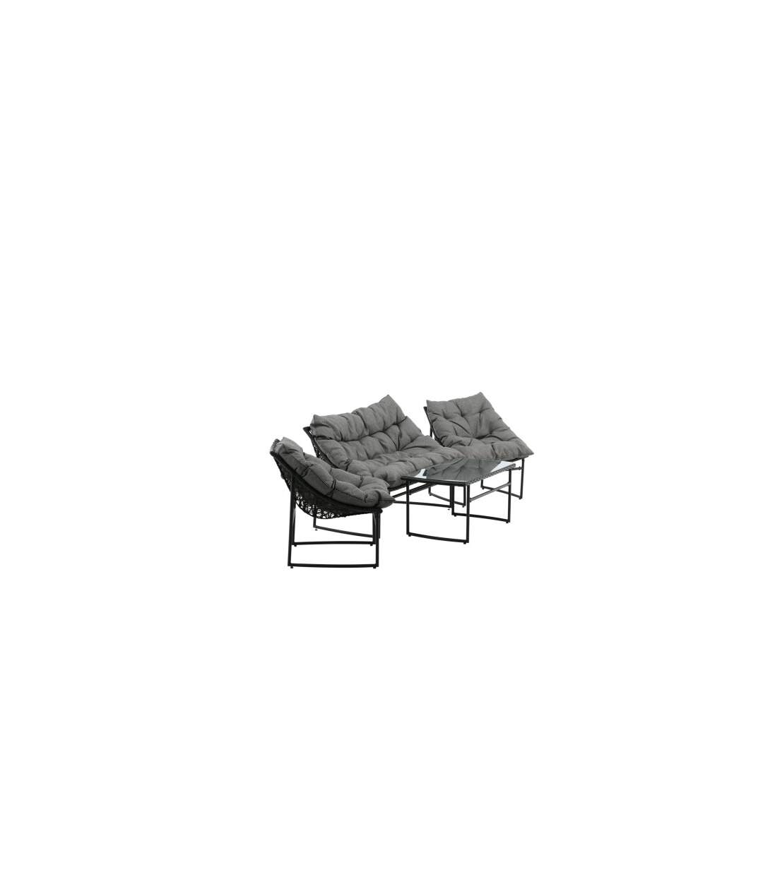 Salon de Jardin en Métal Tina 117cm Noir-3