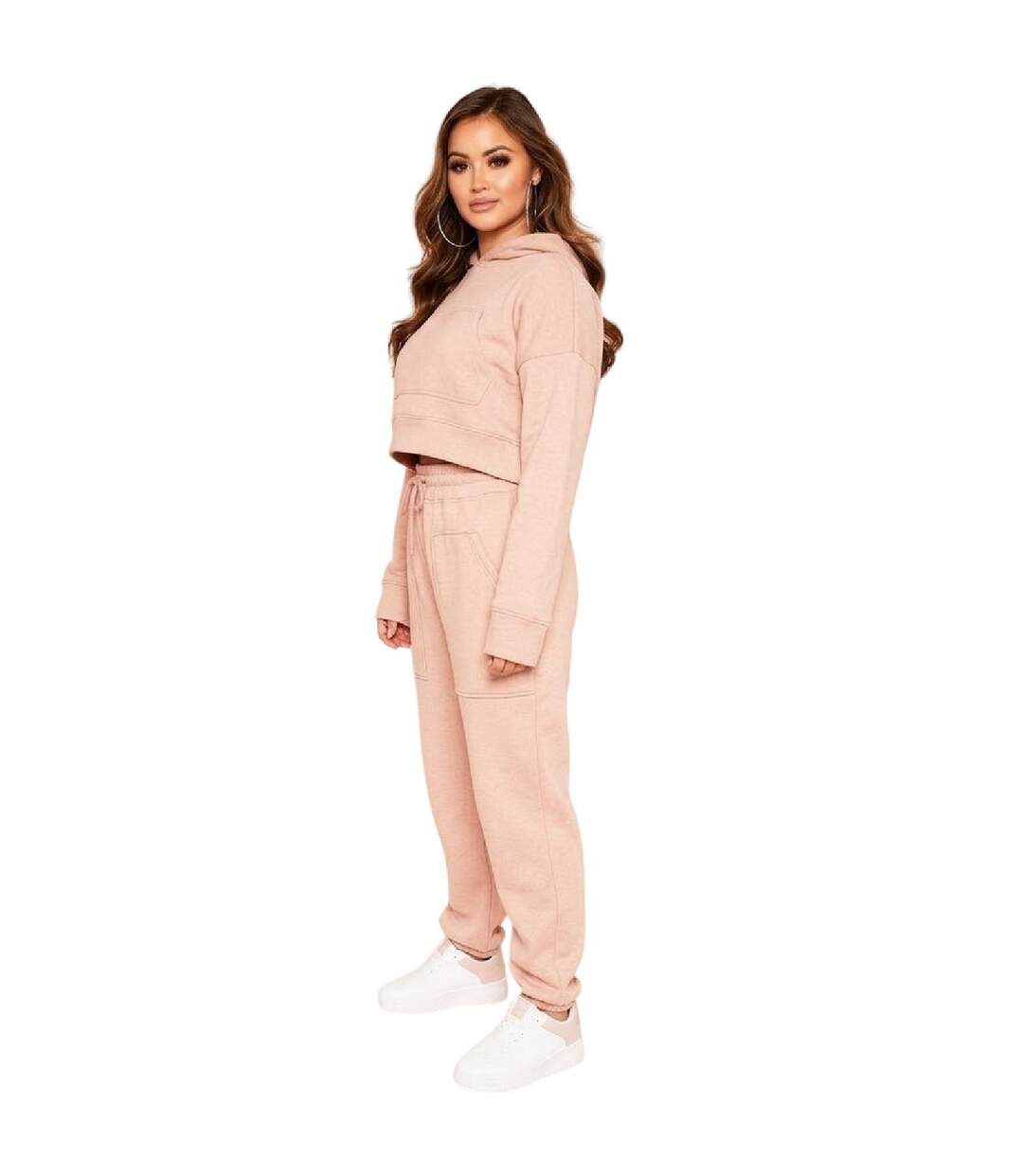 Sweat Court À Capuche Femme Rose Clair Missy Empire-3