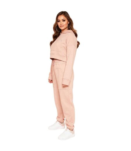 Sweat Court À Capuche Femme Rose Clair Missy Empire