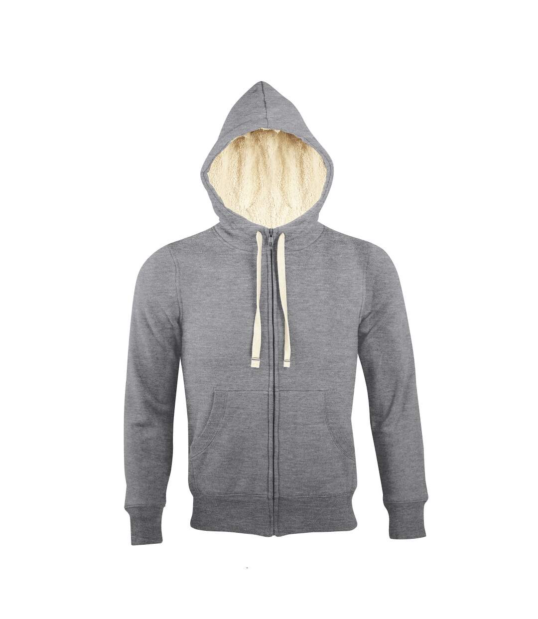 Sweat shirt capuche zippé doublé fourrure sherpa - 00584 - gris