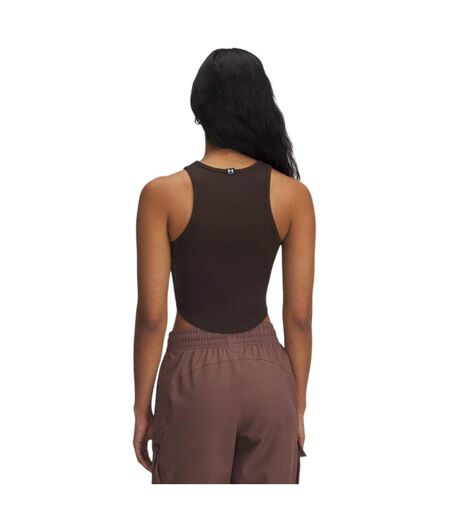 Womens/ladies Ua Rival Ribbed Slim Tank Top Brown Under Armour