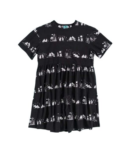 Robe Motif/style Imprimé Intégral Femme Noir Moomin