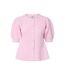 Womens/ladies Knitted Puff Sleeve Cardigan Pink Pieces-2