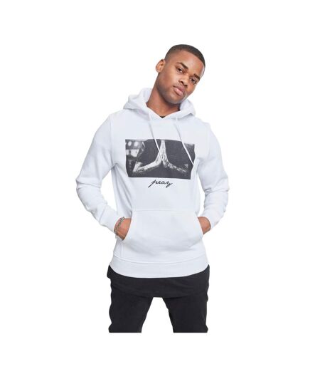 Sweat À Capuche Pray Homme Blanc Mister Tee