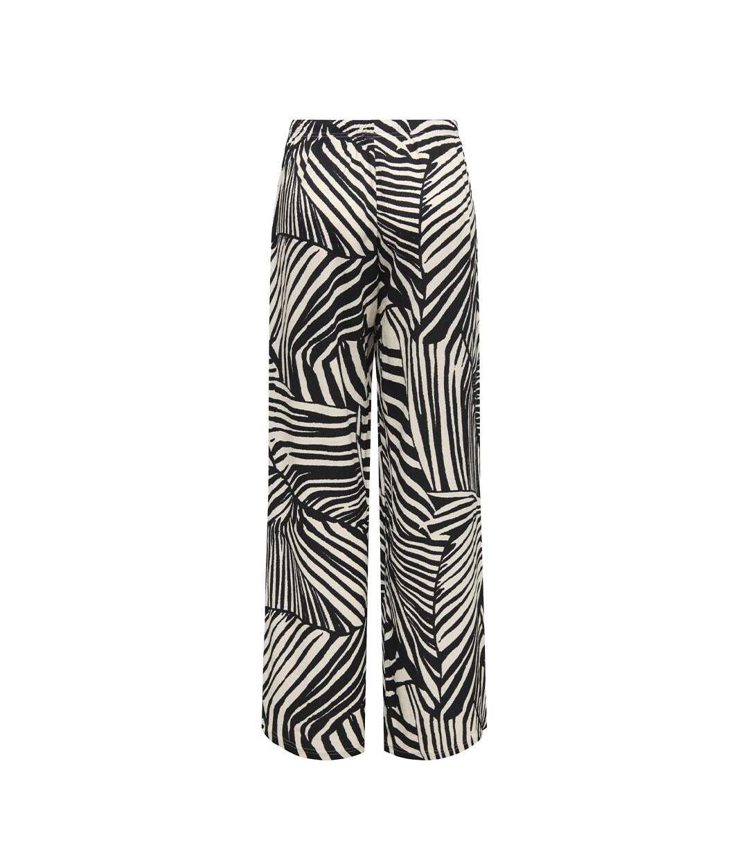 Pantalon fluide beige/noire femme jdy ebbie-2