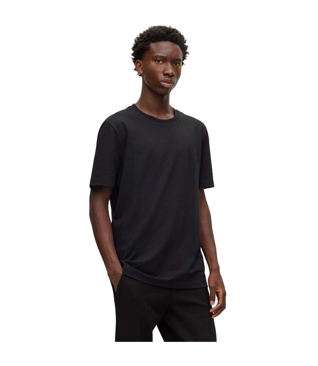 Mens Boss Cotton Regular T-shirt Black Hugo Boss-2