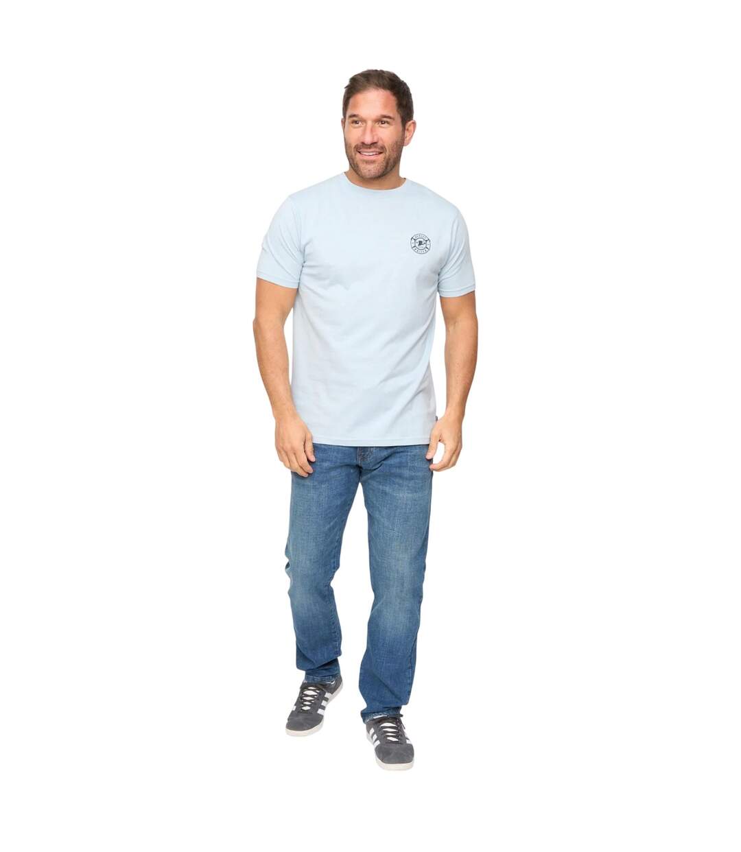 Mens Arkley Embroidered Logo Soft T-shirt Blue Bewley & Ritch-1